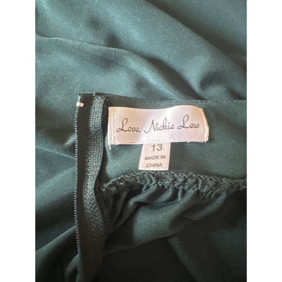 Love Nickie Lew Dress Womens Juniors‎ Green Beaded Cut Out Cocktail Prom - Picture 5 of 9